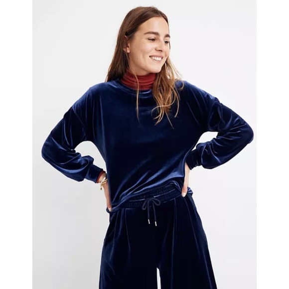 Madewell Tops - MADEWELL Velvet Balloon Sleeve Sweatshirt NEW Small Comfort Loungewear